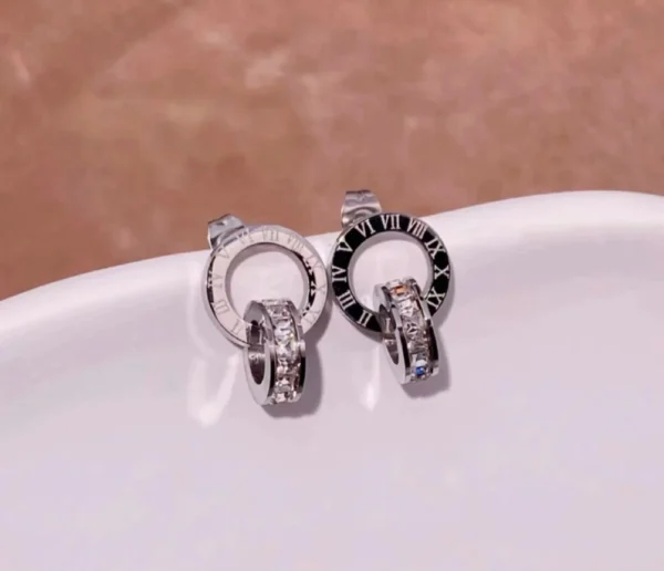 Famous Brand Roman Numerals Zircon Circle Stud - Image 2