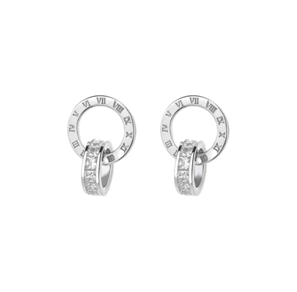 Famous Brand Roman Numerals Zircon Circle Stud - Image 4