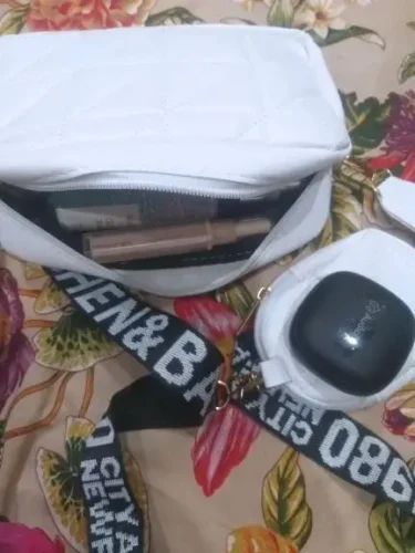 Quilted White Crossbody Bag with Designer Strap photo review