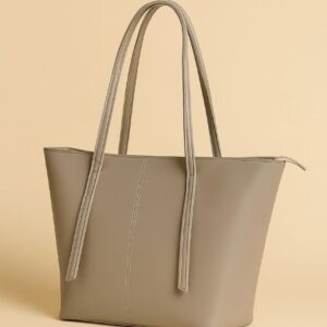 Versatile Beige structured tote bag with long shoulder straps for women