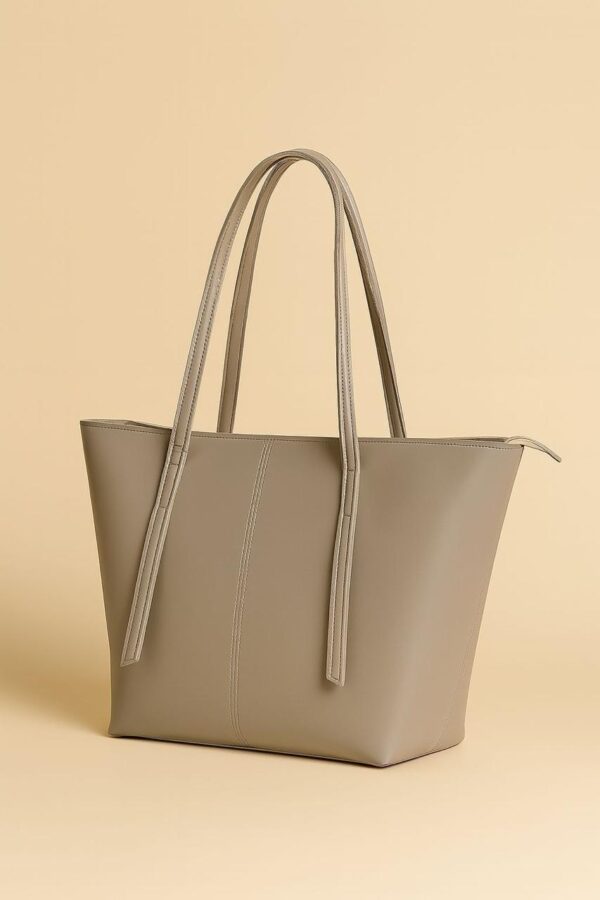 Versatile Beige structured tote bag with long shoulder straps for women