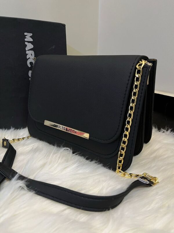 Zwore black crossbody bag with gold chain strap for women