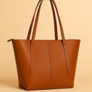 Brown structured tote bag for women - everyday handbag