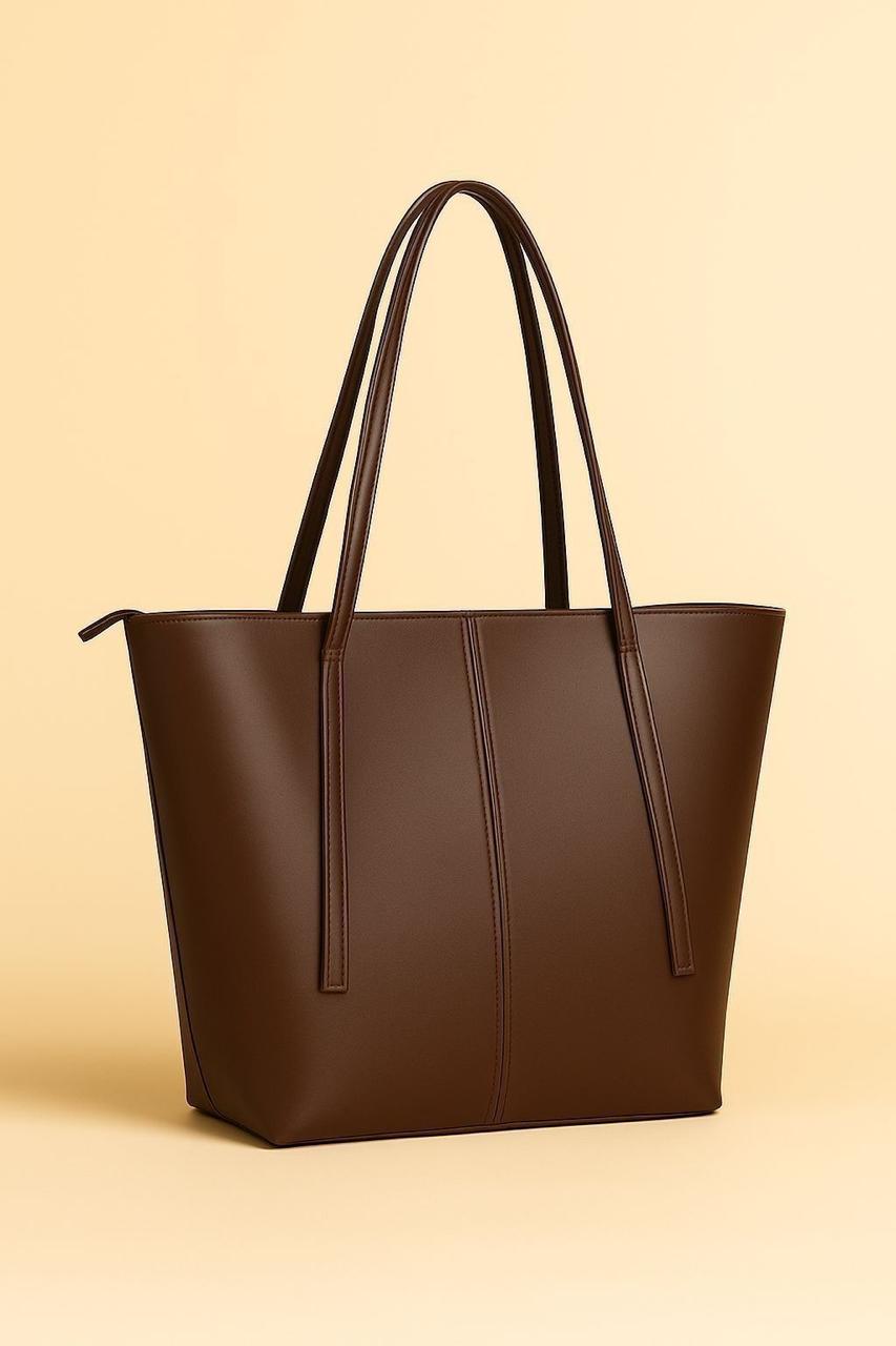 Chocolate Brown Structured Tote Bag Elegant Everyday Handbag for Women