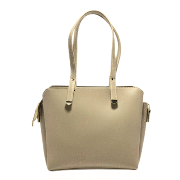 Beige tote handbag with long straps