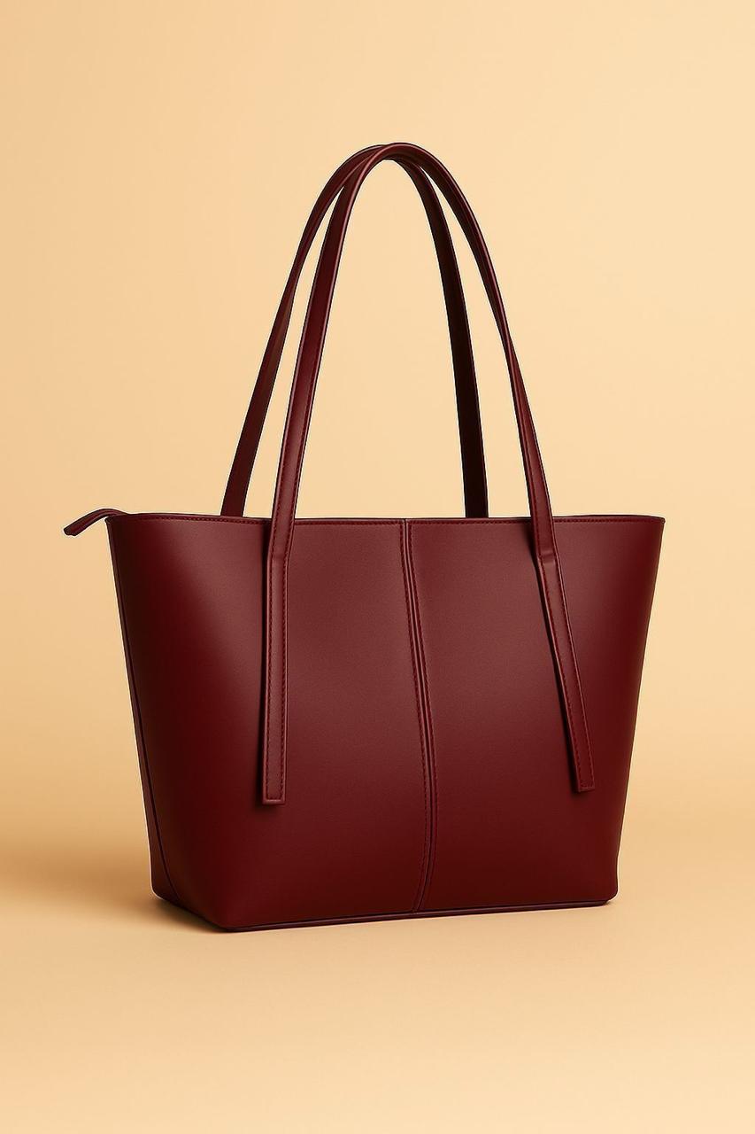 Maroon Structured Tote Bag for Women Everyday Office & Casual Carryall