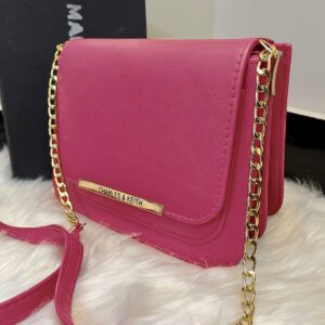 Charles & Keith tea pink crossbody bag with gold chain strap