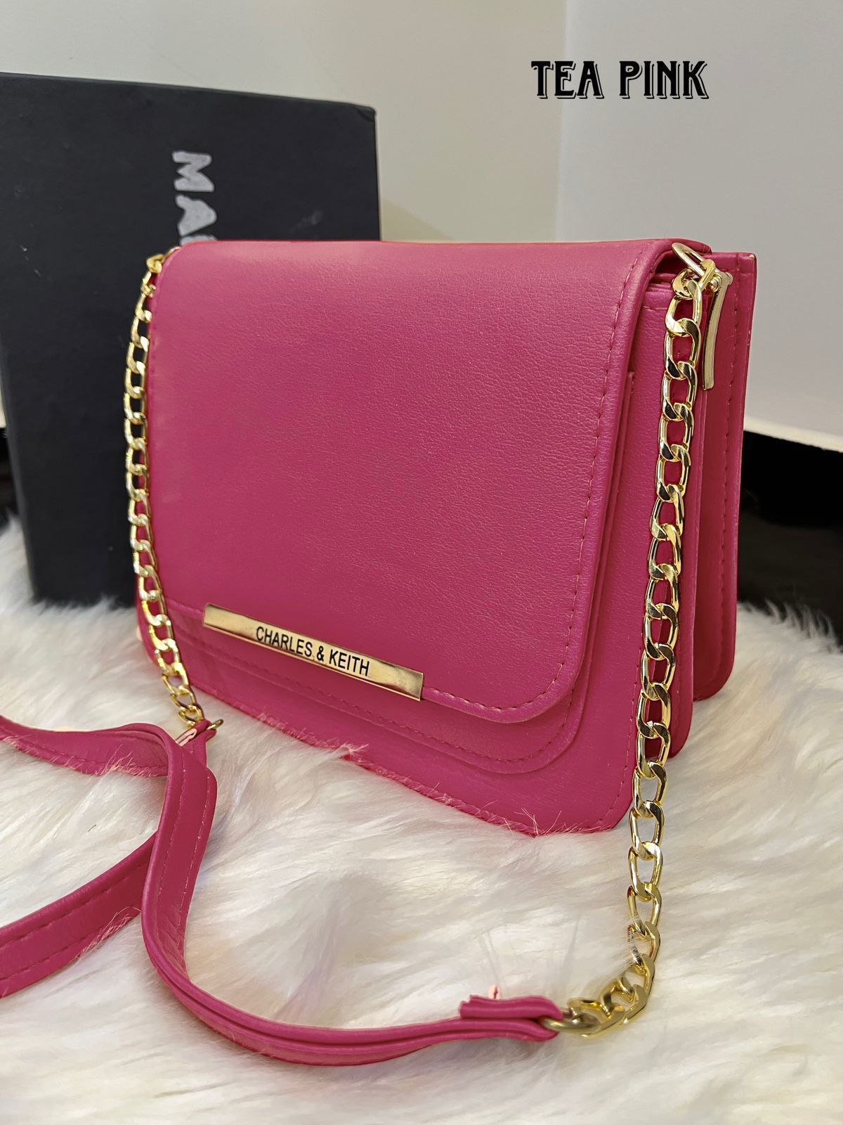Charles & Keith Tea Pink Crossbody Bag for Women