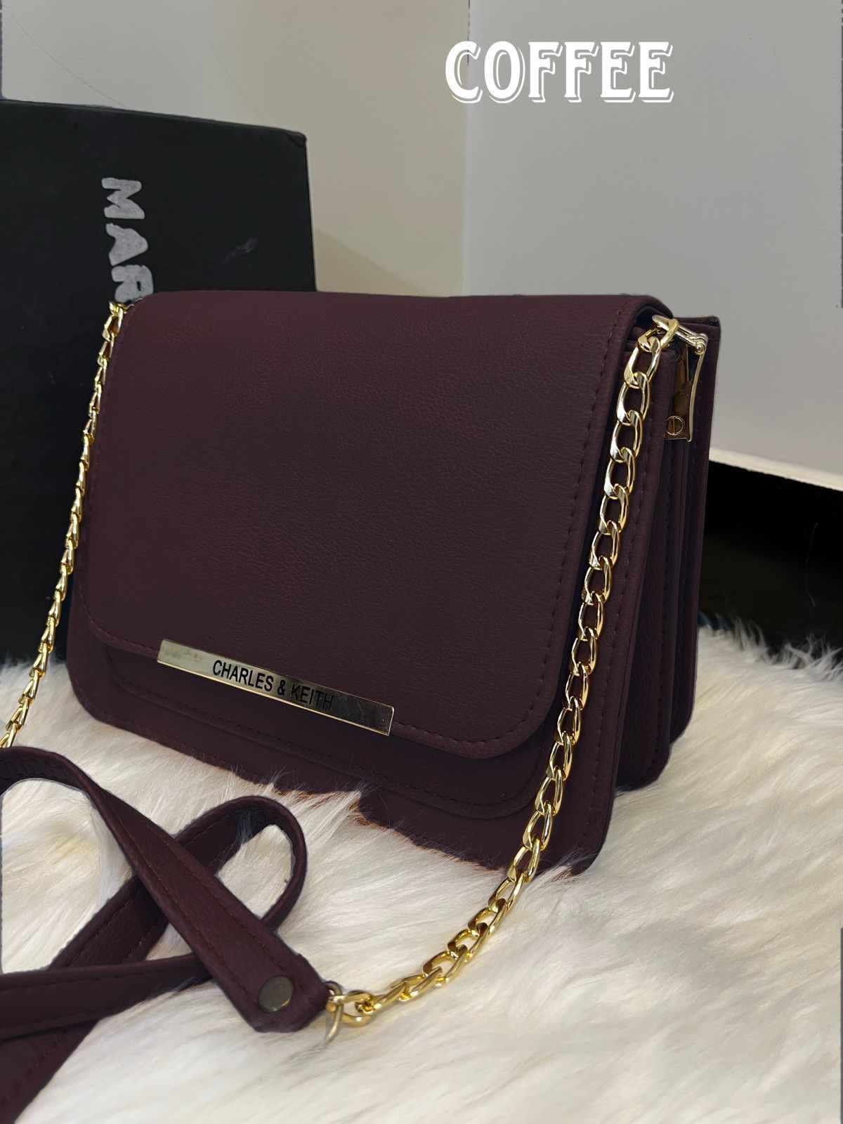 Charles & Keith Coffee Crossbody Bag