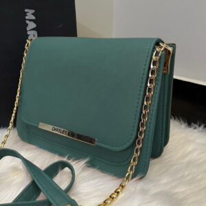 Charles & Keith green crossbody bag with gold chain strap