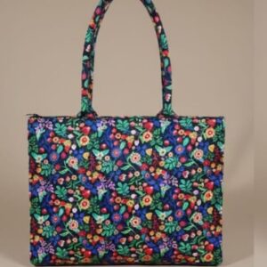 Floral printed structured tote bag for women – colorful fabric handbag for daily use
