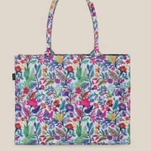 Colorful floral fabric tote bag for women with shoulder straps – stylish everyday handbag