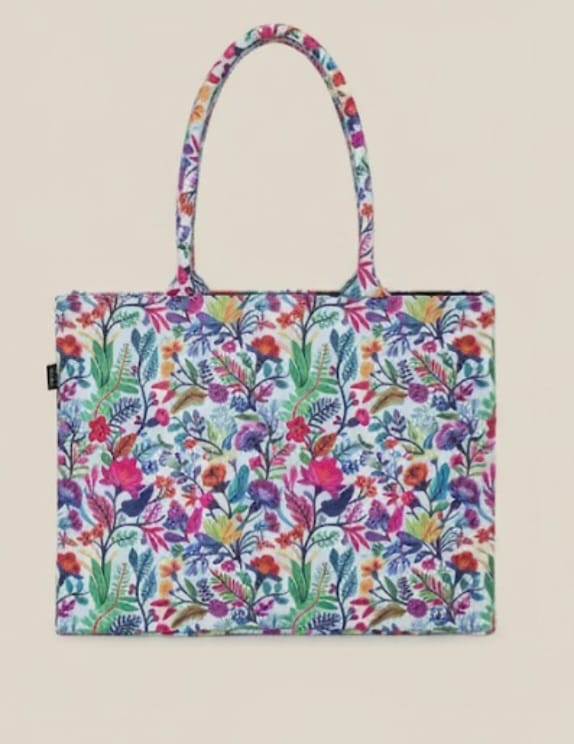 Colorful floral fabric tote bag for women with shoulder straps – stylish everyday handbag