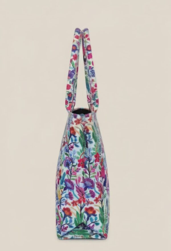 Colorful floral fabric tote bag for women with shoulder straps – stylish everyday handbag
