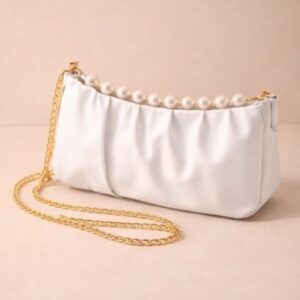Zwore White Pearl Chain Shoulder Bag for Women