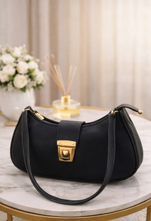 Modern moon design handbag with secure lock