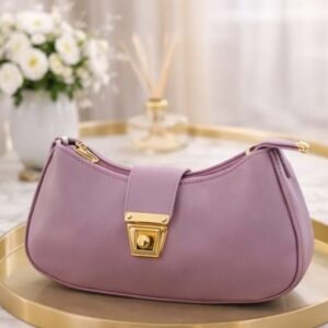 moon-shaped shoulder bag with gold lock