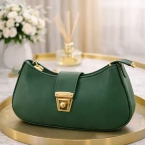 moon-shaped shoulder bag with gold lock