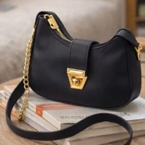 Modern moon design handbag in dark black