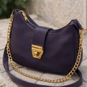 Modern moon design handbag in dark purple