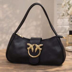 Zwore classic black handbag close-up showing bird buckle detail