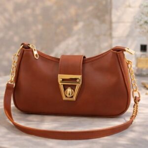 Elegant rust colour leather shoulder bag by Zwore