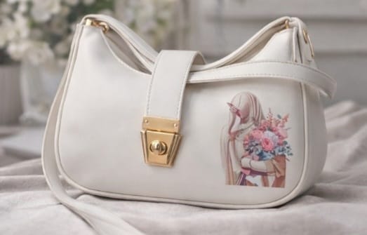 Zwore White Shoulder Bag with Gold Lock