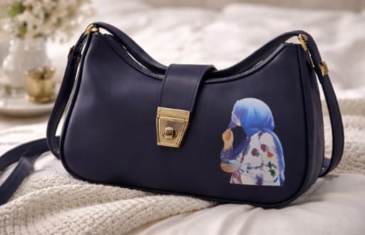 Zwore Navy Blue Shoulder Bag with Gold Lock