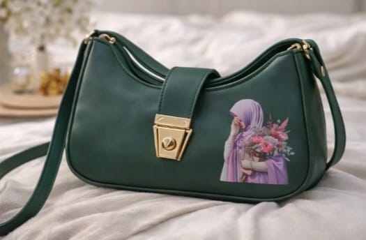 Zwore Bottle Green Shoulder Bag with Gold Lock